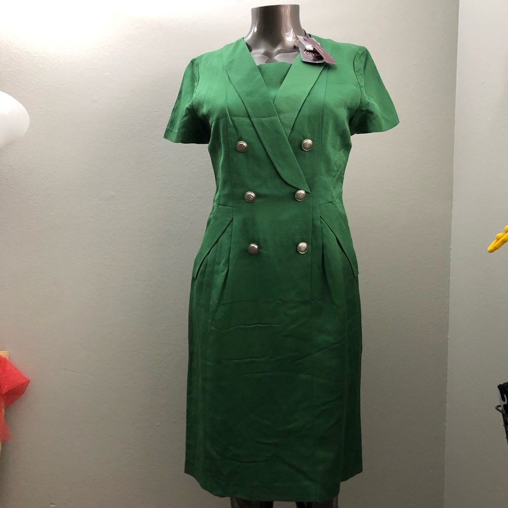 K-fashion ) Nwt-Green linen classical dress